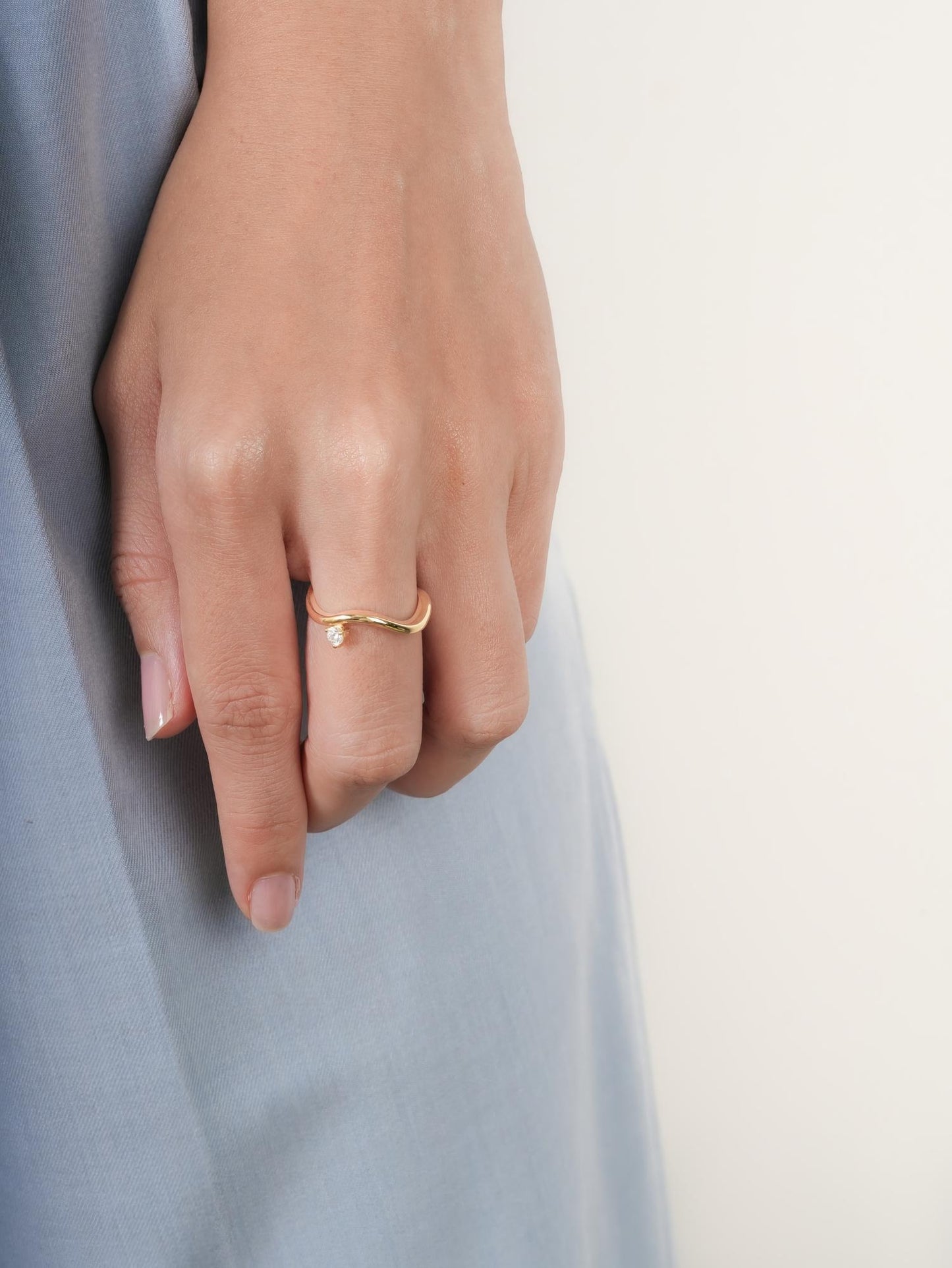 Floating Moissanite Wave Ring in 18k Gold Vermeil from Mondays Made