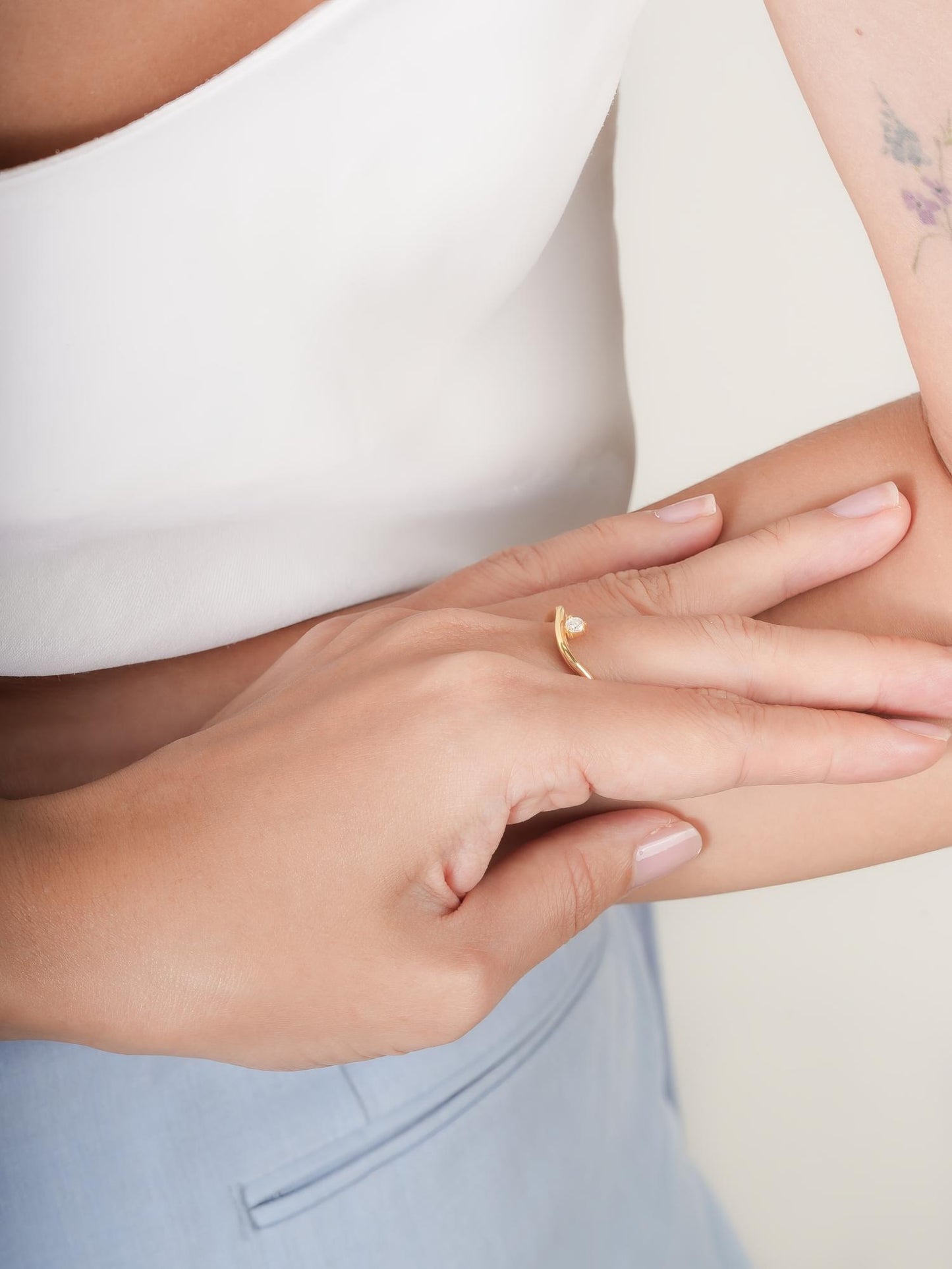 Floating Moissanite Wave Ring in 18k Gold Vermeil from Mondays Made