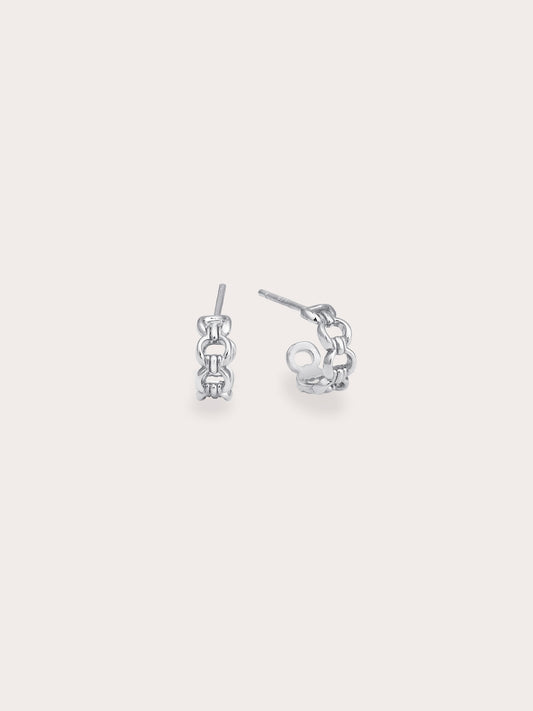 Halo Chain Hoop Earrings in S925 Rhodium Vermeil from Mondays Made