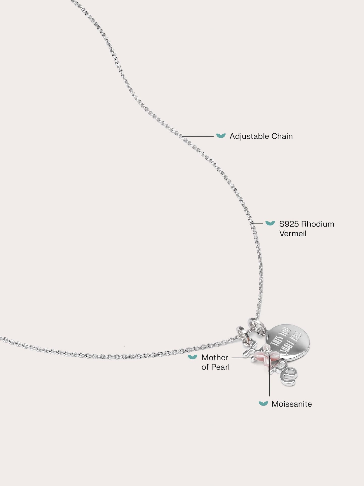 Hope Necklace Set in S925 Rhodium Vermeil from Mondays Made