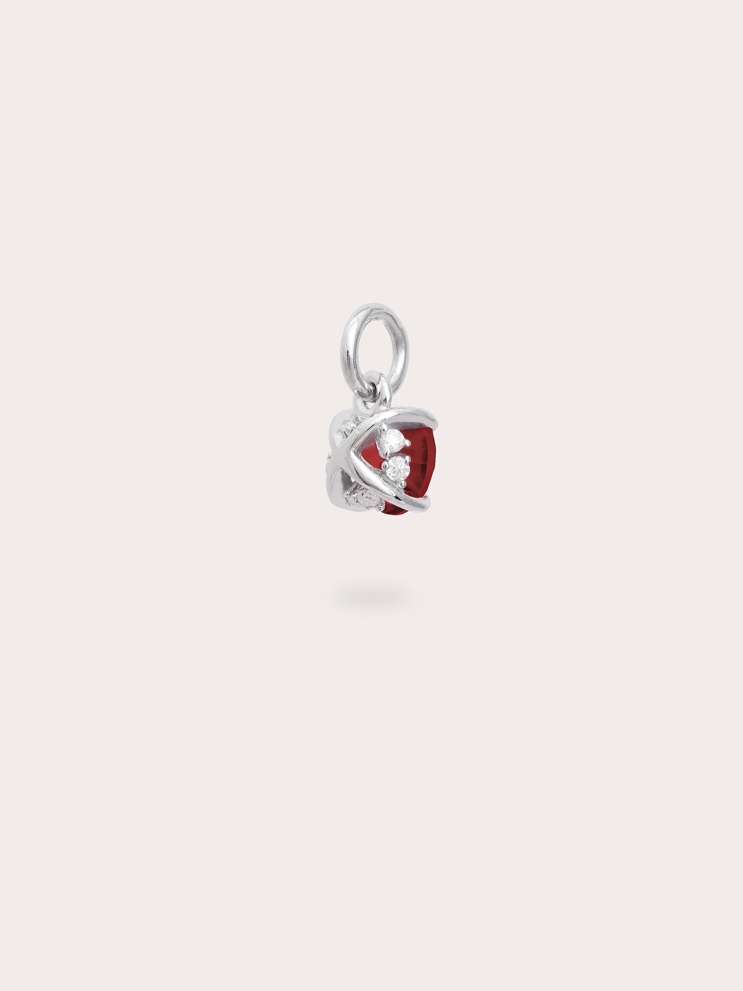 January Birthstone Charm - Garnet in S925 Rhodium Vermeil from Mondays Made