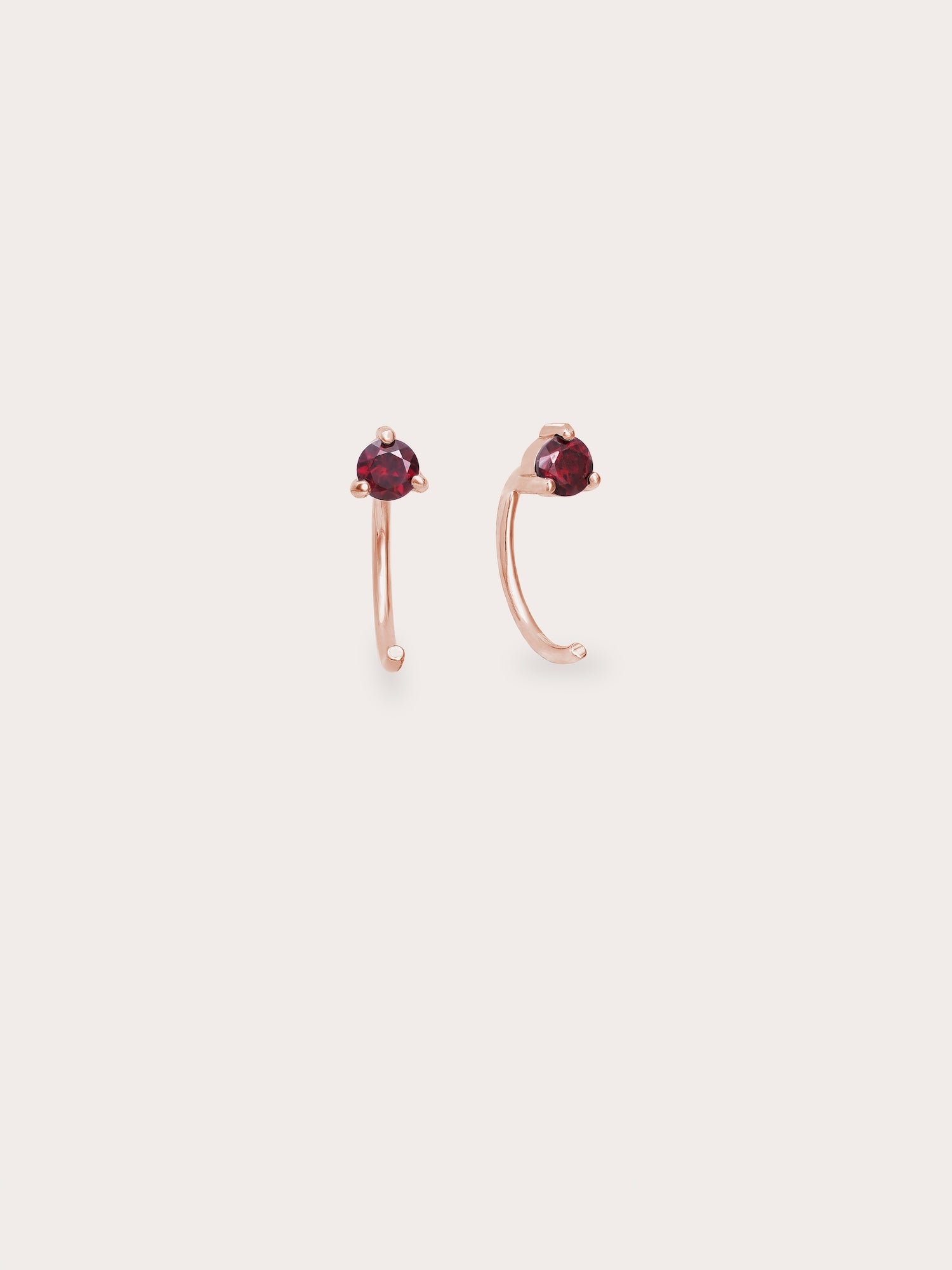 January Birthstone Mini Hoop Earrings - Garnet in 18k Rose Gold Vermeil from Mondays Made