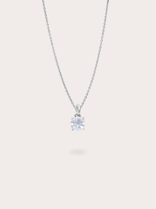 June Birthstone Necklace - Moonstone in S925 Rhodium Vermeil from Mondays Made