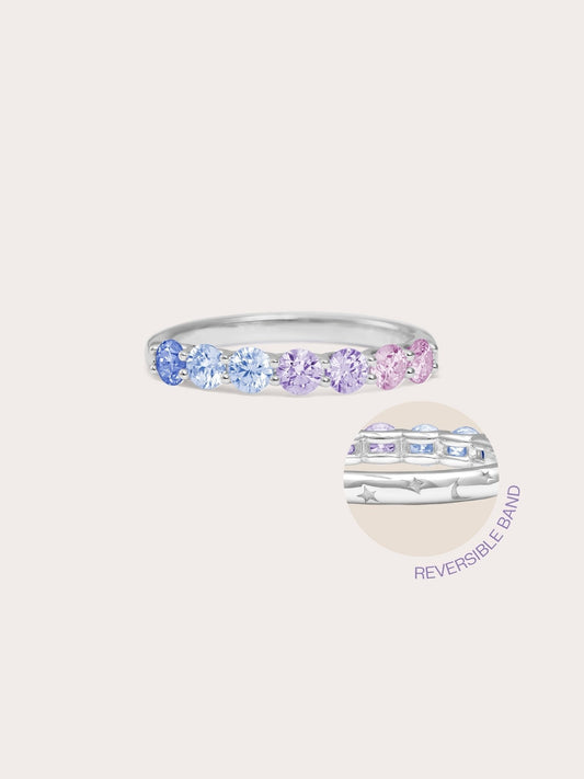 Lilac Sunset Moissanite Eternity Band in S925 Rhodium Vermeil from Mondays Made