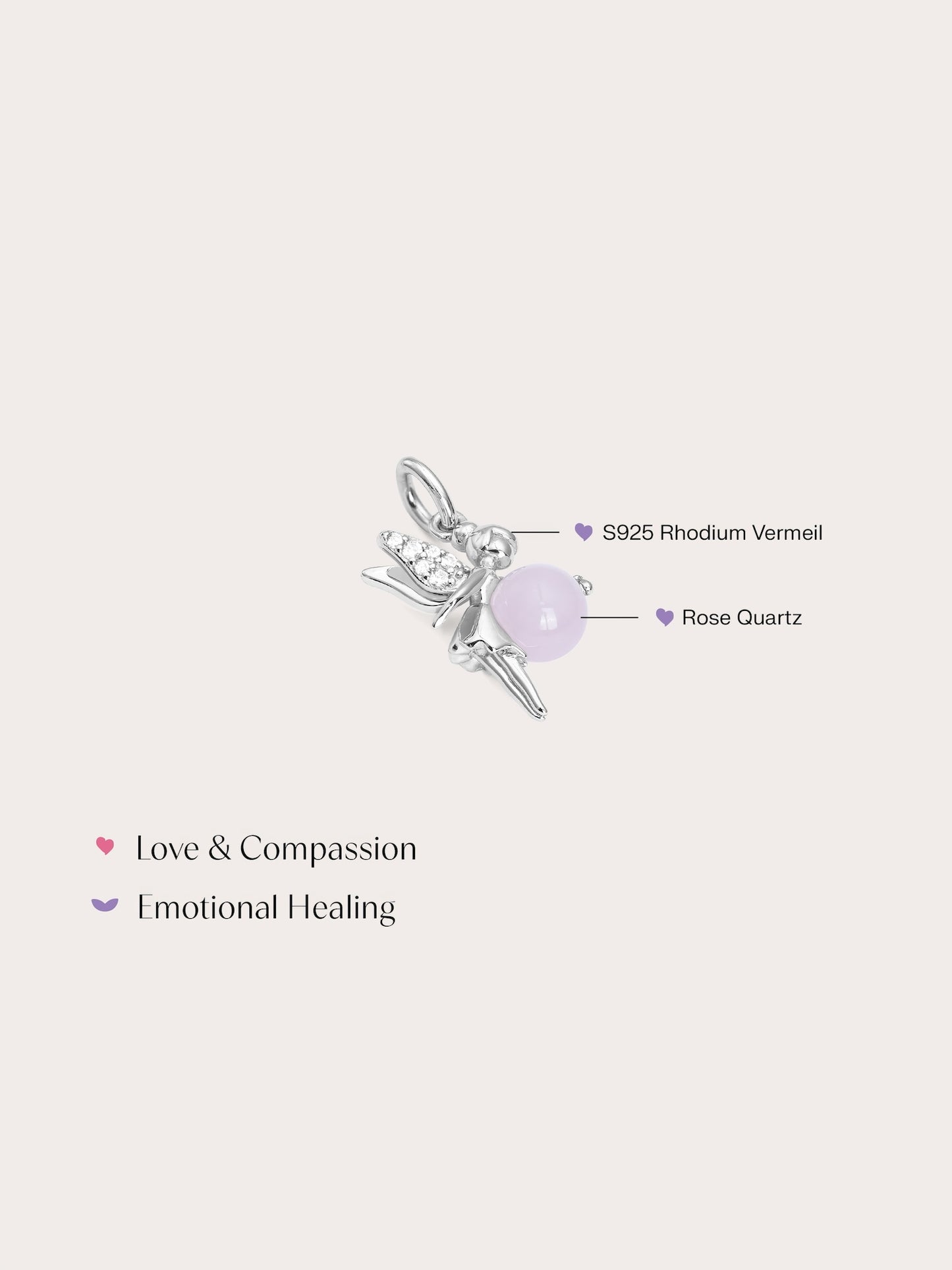 Love Fairy Charm - Rose Quartz in from Mondays Made