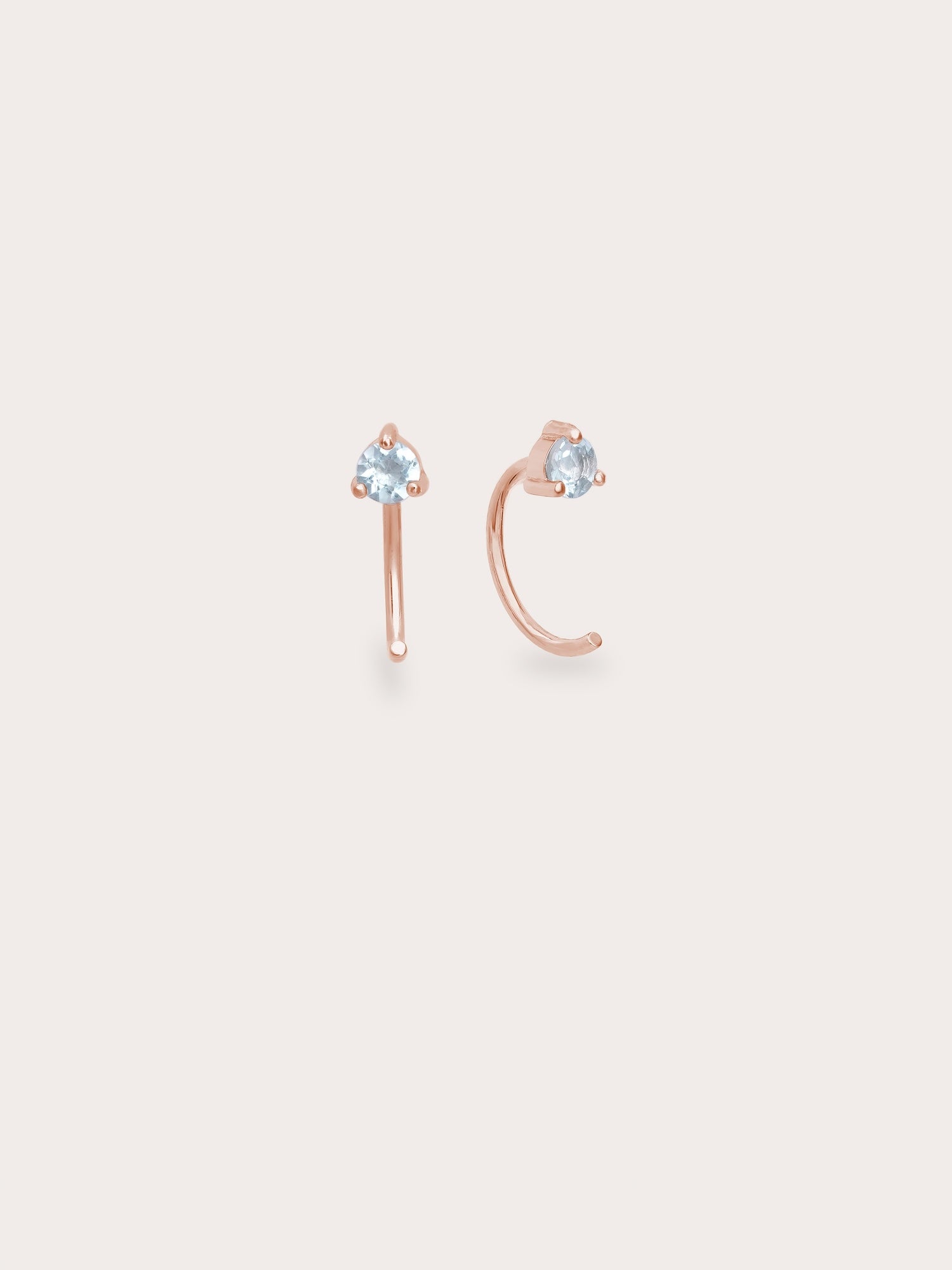 March Birthstone Mini Hoop Earrings - Aquamarine in 18k Rose Gold Vermeil from Mondays Made