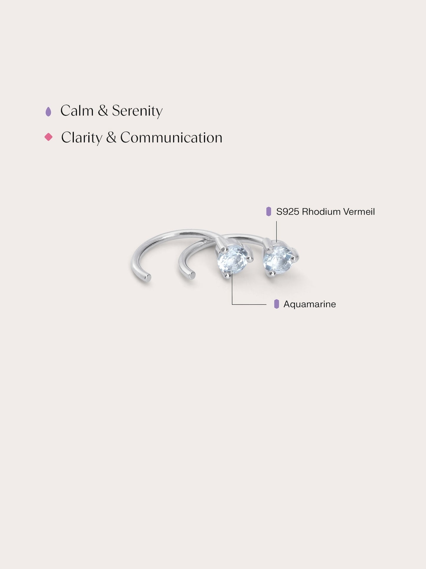 March Birthstone Mini Hoop Earrings - Aquamarine in from Mondays Made