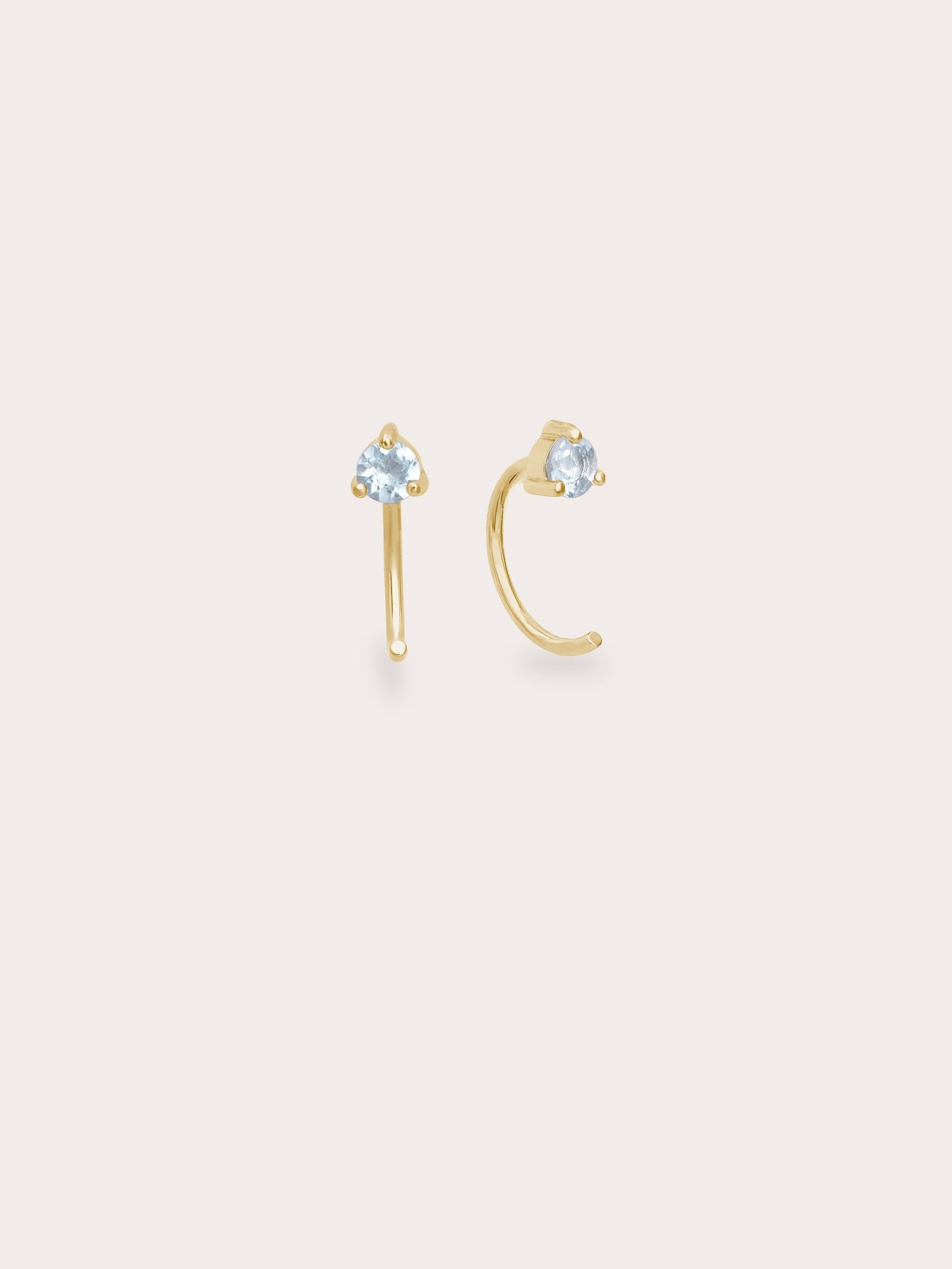 March Birthstone Mini Hoop Earrings - Aquamarine in 18k Gold Vermeil from Mondays Made