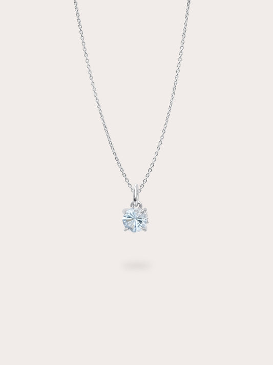 March Birthstone Necklace - Aquamarine in S925 Rhodium Vermeil from Mondays Made