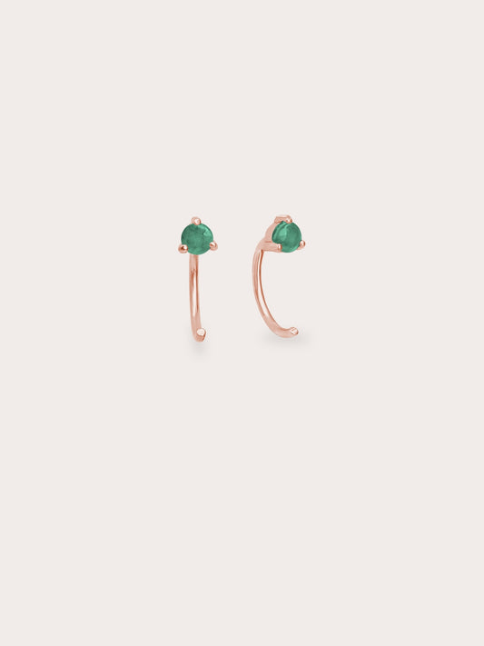 May Birthstone Mini Hoop Earrings - Emerald in 18k Rose Gold Vermeil from Mondays Made