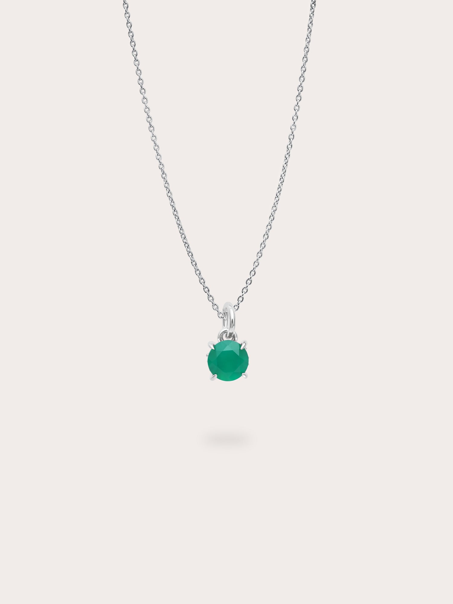 May Birthstone Necklace - Green Agate in S925 Rhodium Vermeil from Mondays Made