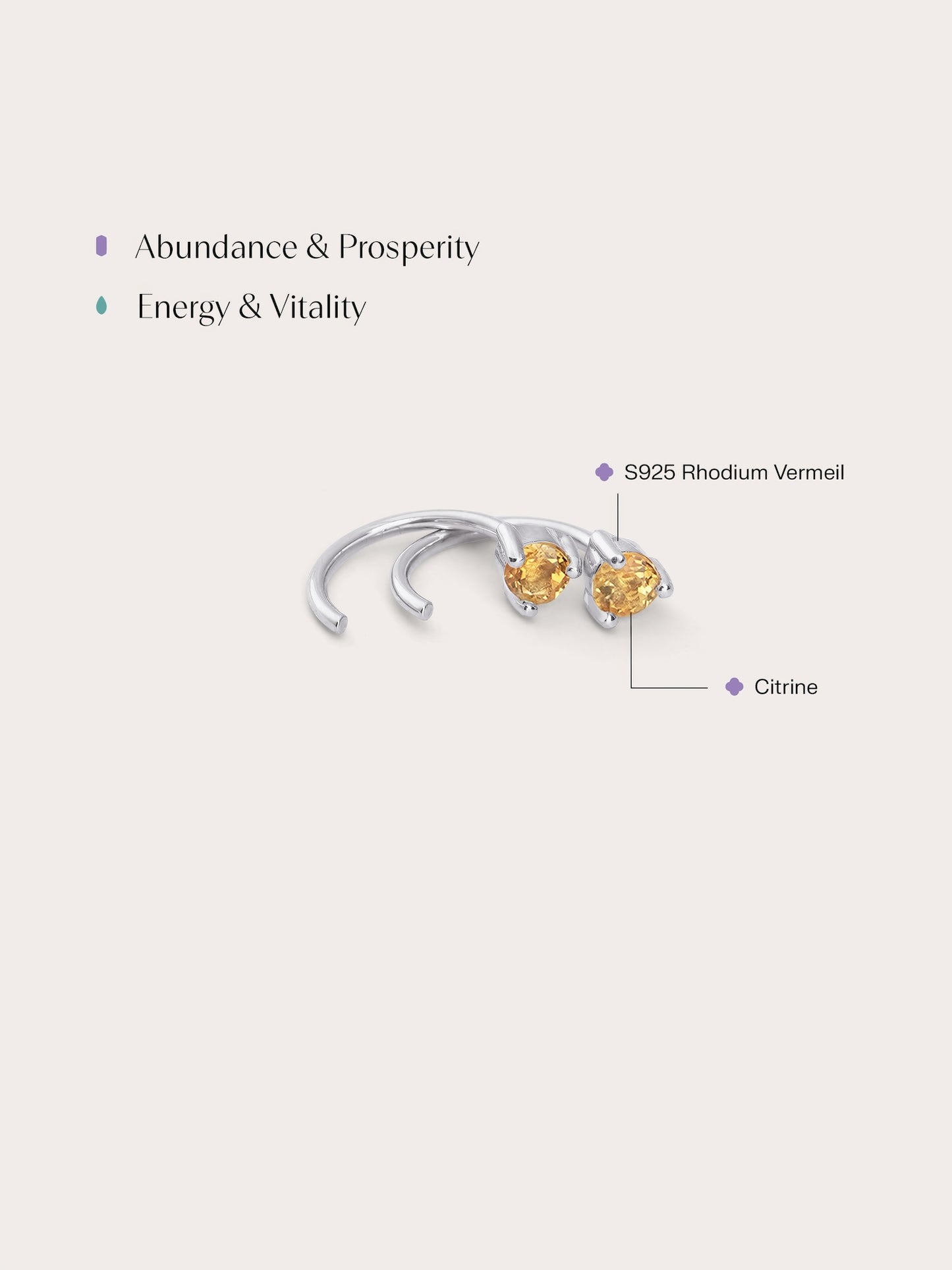 November Birthstone Mini Hoop Earrings - Citrine in from Mondays Made