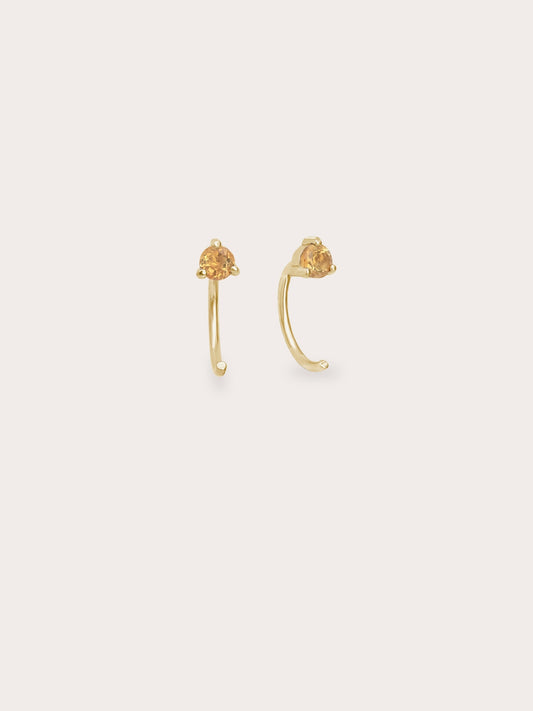 November Birthstone Mini Hoop Earrings - Citrine in 18k Gold Vermeil from Mondays Made
