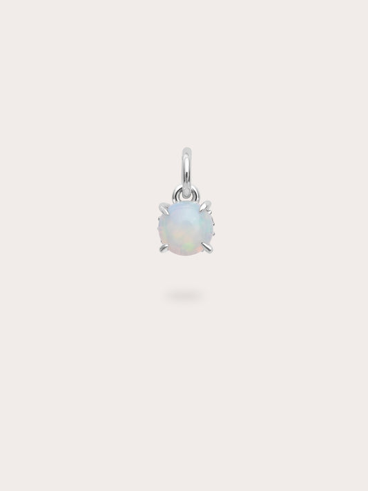 October Birthstone Charm - Opal in S925 Rhodium Vermeil from Mondays Made