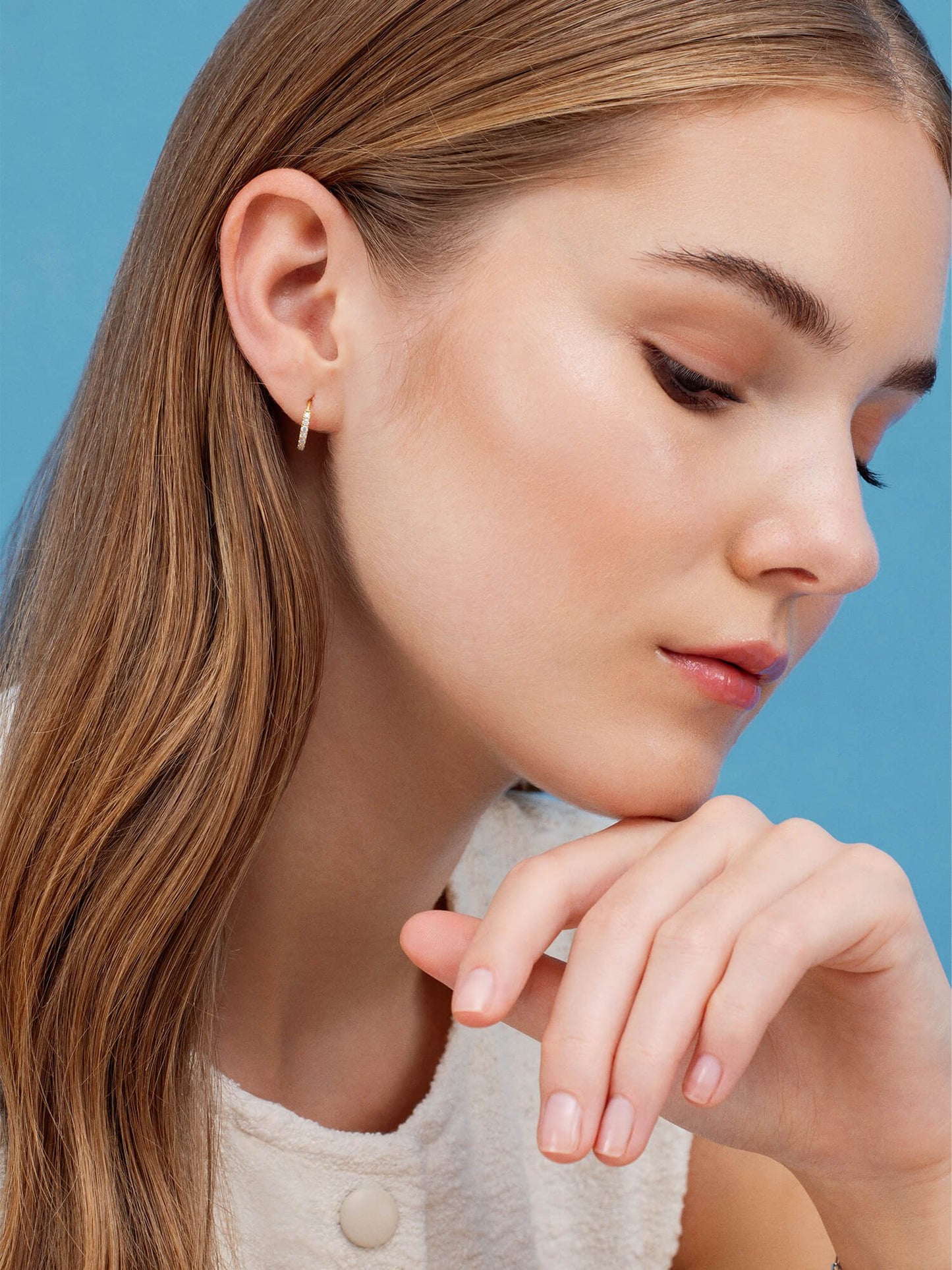 Pavé Moissanite Huggie Earrings in from Mondays Made