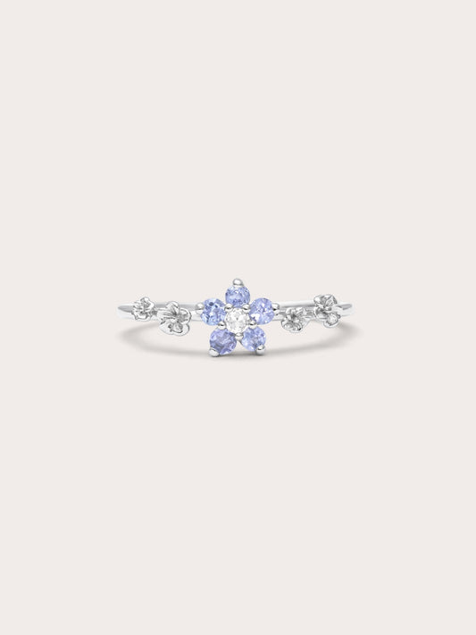 Periwinkle Blossom Ring - Tanzanite in S925 Rhodium Vermeil from Mondays Made