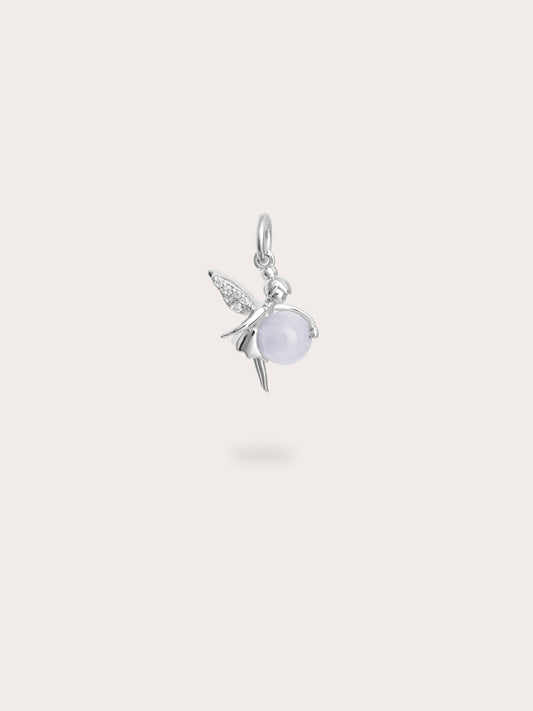 Prosperity Fairy Charm - Lavender-Grey Jadeite in S925 Rhodium Vermeil from Mondays Made