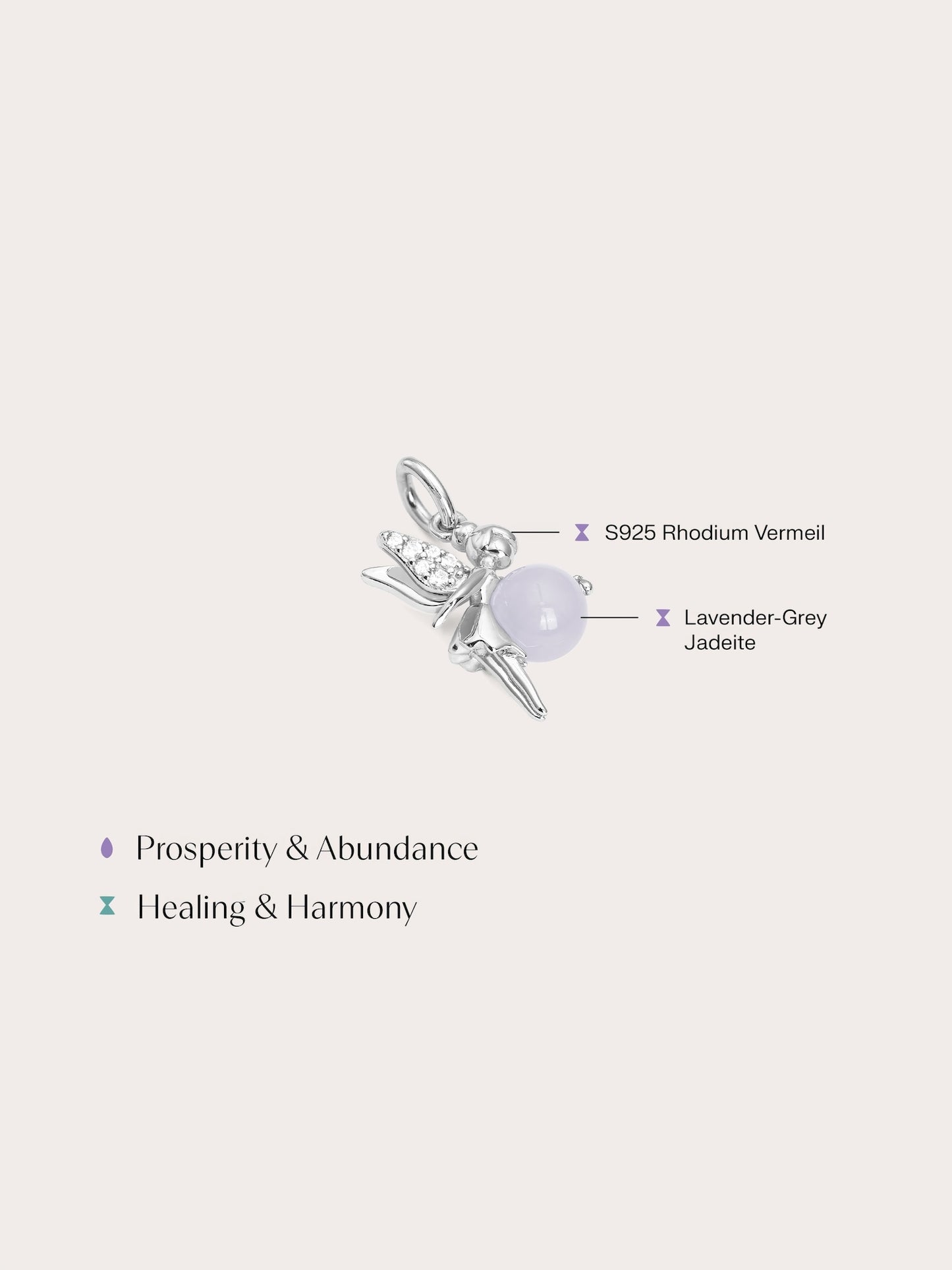 Prosperity Fairy Charm - Lavender-Grey Jadeite in from Mondays Made