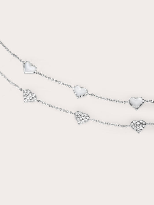 Puffy Heart Reversible Bracelet in S925 Rhodium Vermeil from Mondays Made