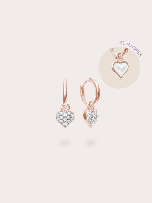 Puffy Heart Reversible Huggie Earrings in 18k Rose Gold Vermeil from Mondays Made