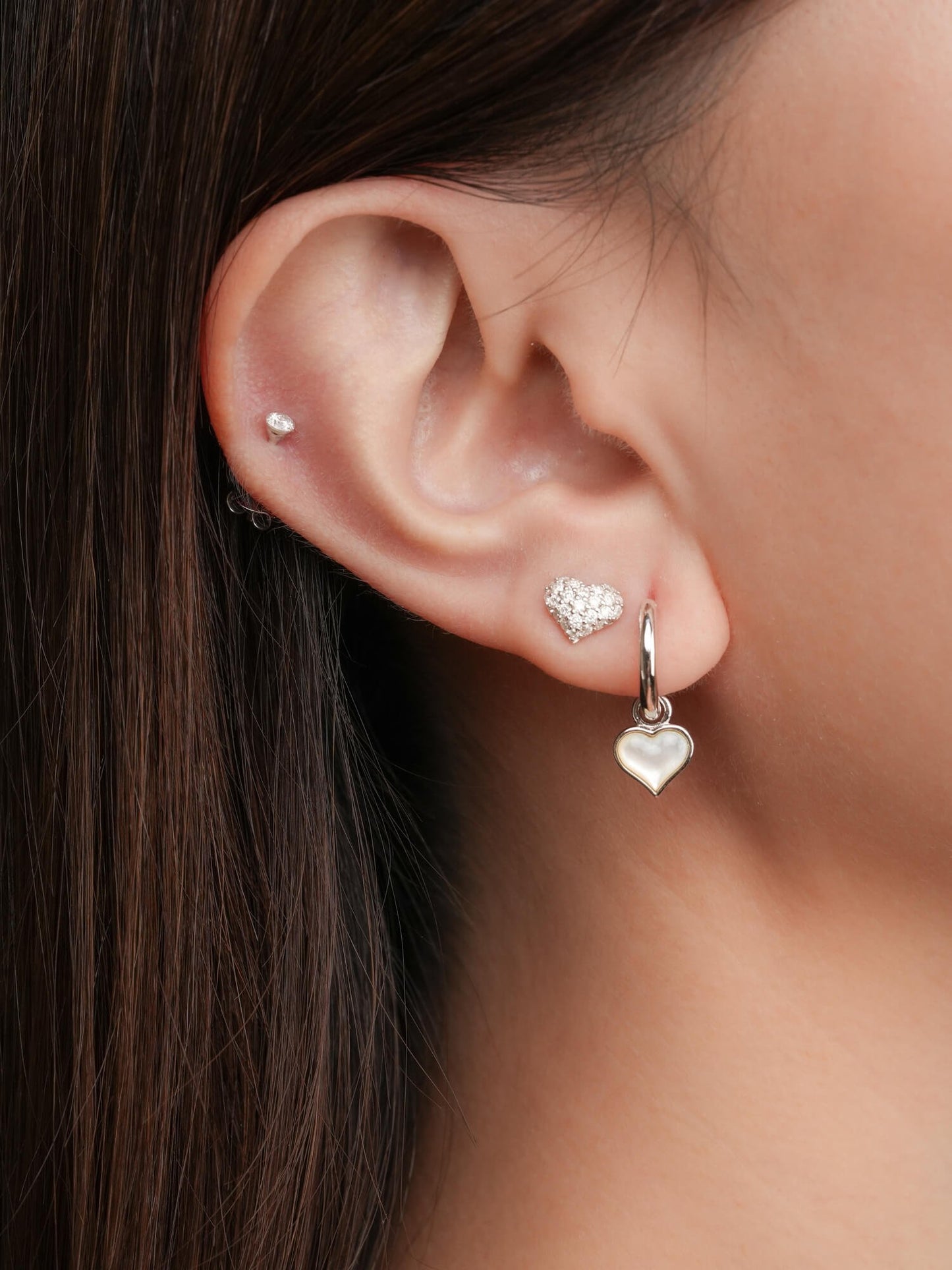 Puffy Heart Reversible Huggie Earrings in S925 Rhodium Vermeil from Mondays Made