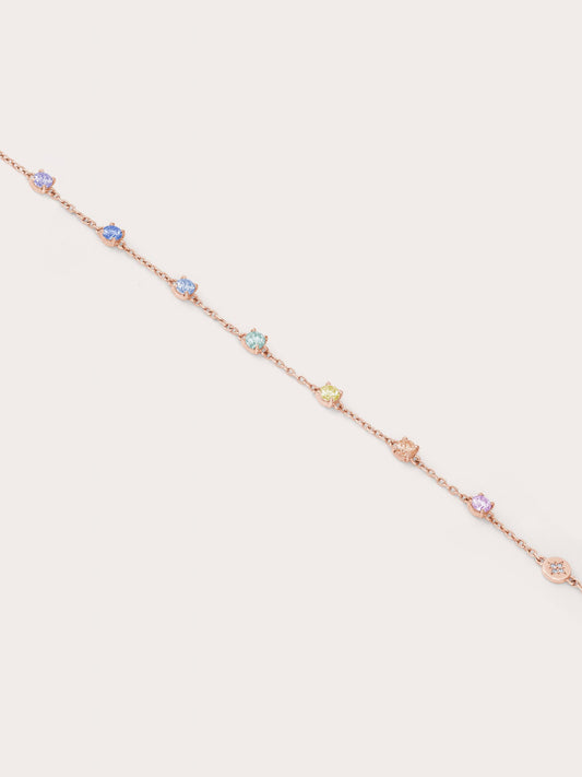Rainbow Moissanite Station Bracelet in 18k Rose Gold Vermeil from Mondays Made