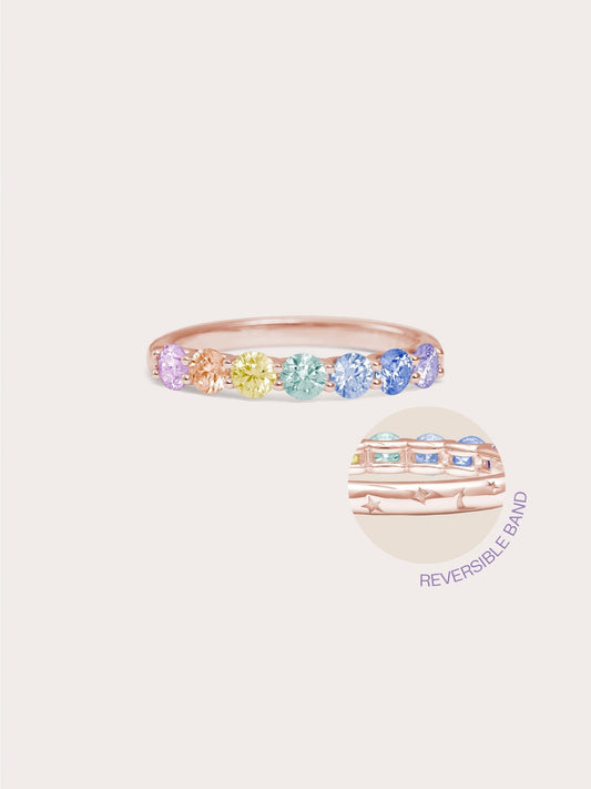 Rainbow Moissanite Eternity Band in 18k Rose Gold Vermeil from Mondays Made