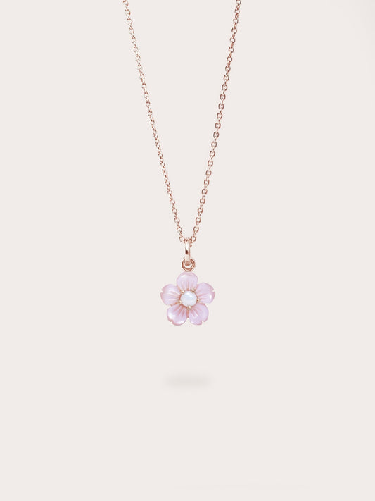 Carved Sakura Necklace in 18k Rose Gold Vermeil from Mondays Made