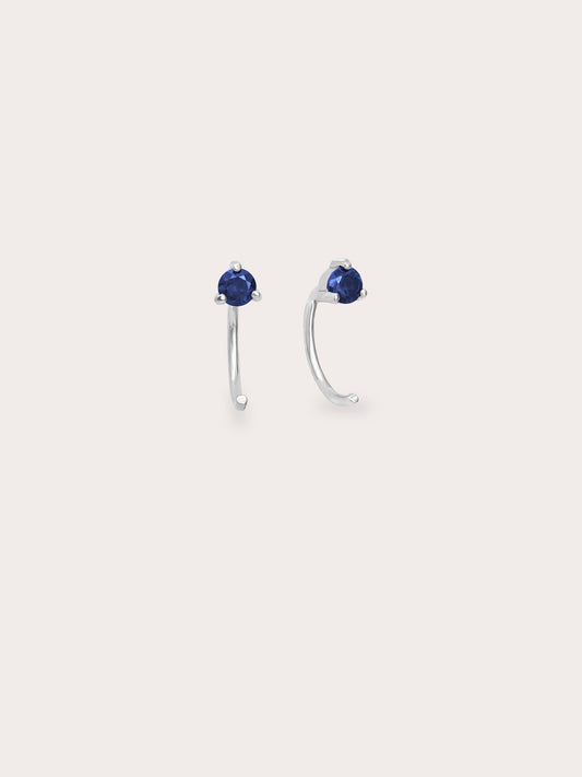 September Birthstone Mini Hoop Earrings - Blue Sapphire in S925 Rhodium Vermeil from Mondays Made