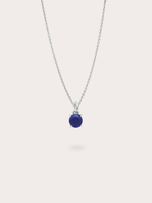 September Birthstone Necklace - Lapis Lazuli in S925 Rhodium Vermeil from Mondays Made