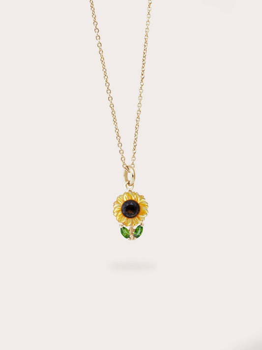 Carved Sunflower Necklace in 18k Gold Vermeil from Mondays Made