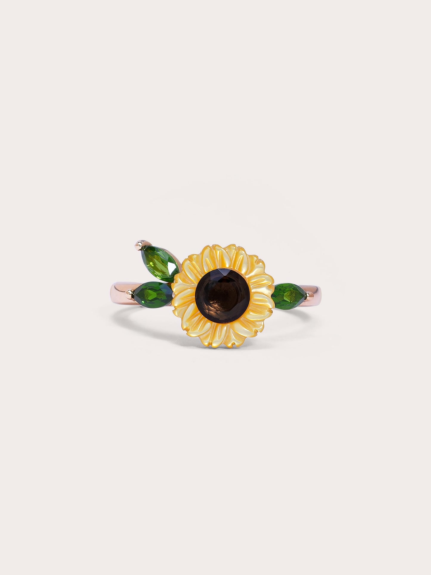 Carved Sunflower Ring in 18k Rose Gold Vermeil from Mondays Made