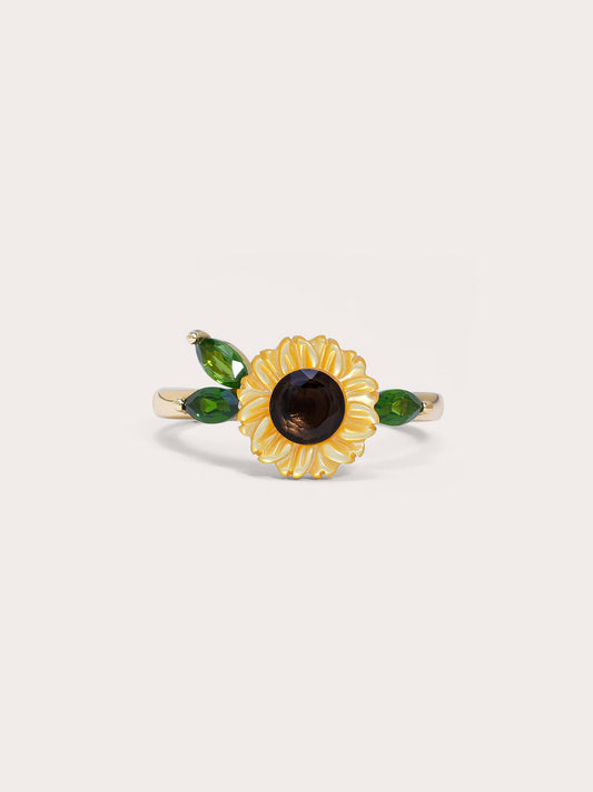 Carved Sunflower Ring in 18k Gold Vermeil from Mondays Made