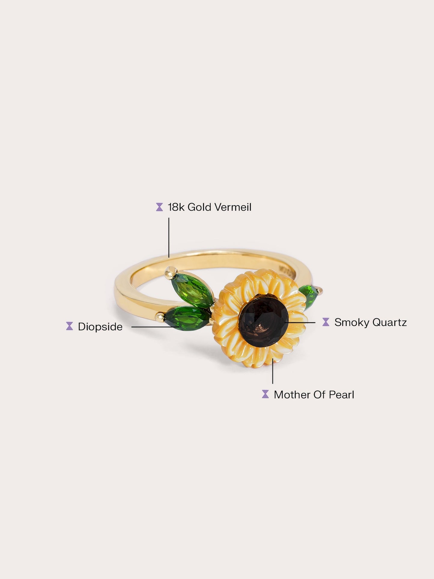 Carved Sunflower Ring in from Mondays Made