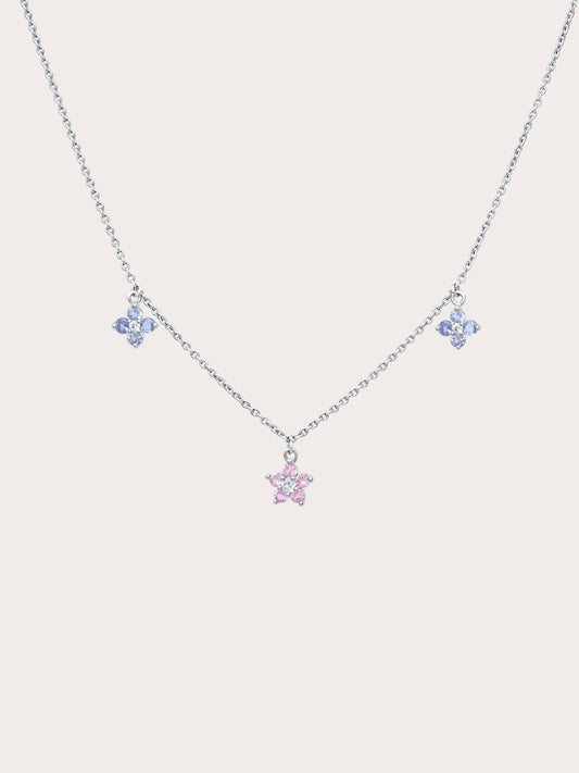 Trio Blossom Necklace in S925 Rhodium Vermeil from Mondays Made