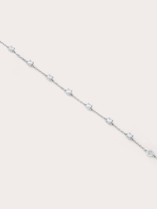 Snowfall White Moissanite Station Bracelet in S925 Rhodium Vermeil from Mondays Made