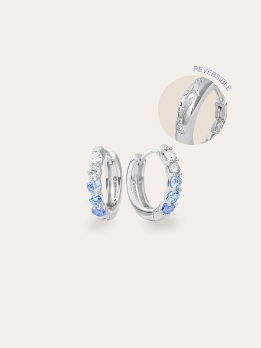 Winter Frost Moissanite Reversible Huggie Earrings in S925 Rhodium Vermeil from Mondays Made