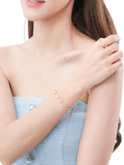 Sky Fullof Stars Bracelet Reversible 18K Rose Gold (1) – Mondays Made Flower & Birthstone Jewelry Singapore