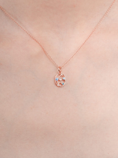 Aquarius Necklace Zodiac Jewelry 18K Rose Gold (1) – Mondays Made Flower & Birthstone Jewelry Singapore