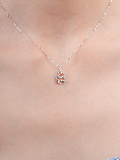 Aquarius Necklace Zodiac Jewelry S925 Silver Rhodium (1) – Mondays Made Flower & Birthstone Jewelry Singapore
