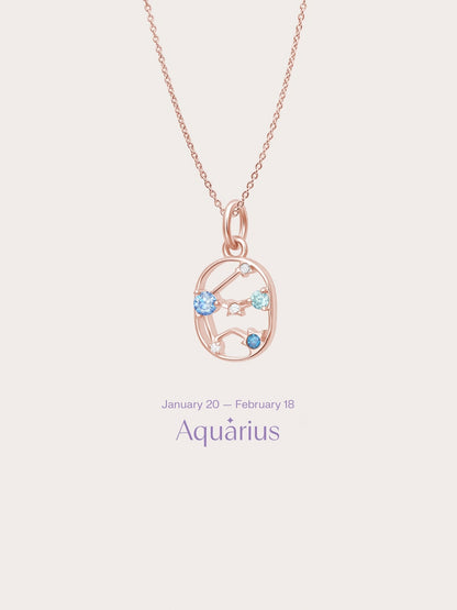 Aquarius Necklace 18K Rose Gold (1) – Mondays Made Flower & Birthstone Jewelry Singapore