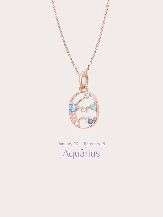 Aquarius Necklace 18K Rose Gold (1) – Mondays Made Flower & Birthstone Jewelry Singapore