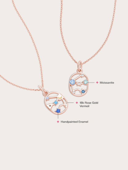 Aquarius Necklace 18K Rose Gold (2) – Mondays Made Flower & Birthstone Jewelry Singapore