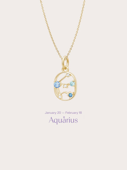 Aquarius Necklace 18K Gold (1) – Mondays Made Flower & Birthstone Jewelry Singapore