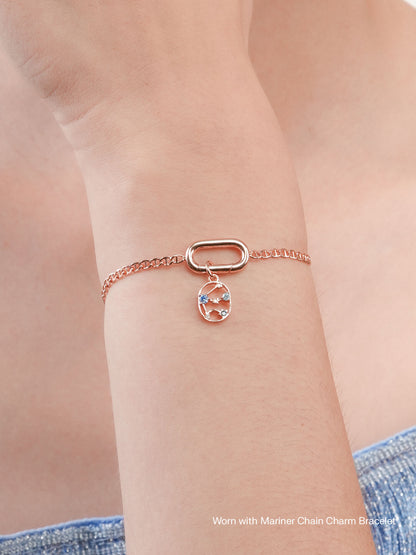 Aquarius Charm Zodiac Charm Jewelry 18K Rose Gold Worn With – Mondays Made Flower & Birthstone Jewelry Singapore