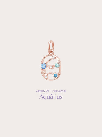 Aquarius Charm 18K Rose Gold (1) – Mondays Made Flower & Birthstone Jewelry Singapore