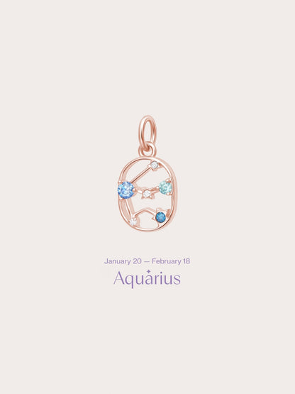 Aquarius Charm 18K Rose Gold (1) – Mondays Made Flower & Birthstone Jewelry Singapore
