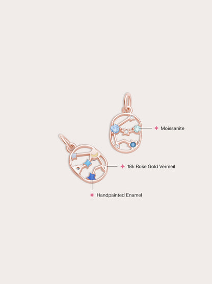 Aquarius Charm 18K Rose Gold (2) – Mondays Made Flower & Birthstone Jewelry Singapore