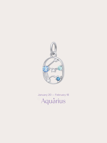Aquarius Charm S925 Silver Rhodium (1) – Mondays Made Flower & Birthstone Jewelry Singapore