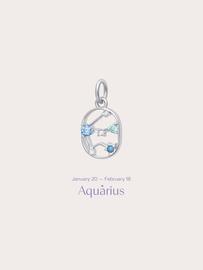 Aquarius Charm S925 Silver Rhodium (1) – Mondays Made Flower & Birthstone Jewelry Singapore
